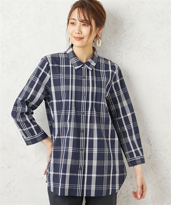 DECOY オーガニックコットンチェックシャツチュニック_variationthumb_3
