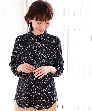 DECOY オーガニックコットンシャンブレーシャツドットプリントブラウス_variationthumb_1