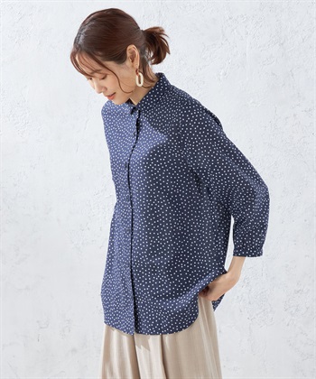 DECOY オーガニックコットンシャンブレーシャツドットプリントブラウス_variationthumb_3