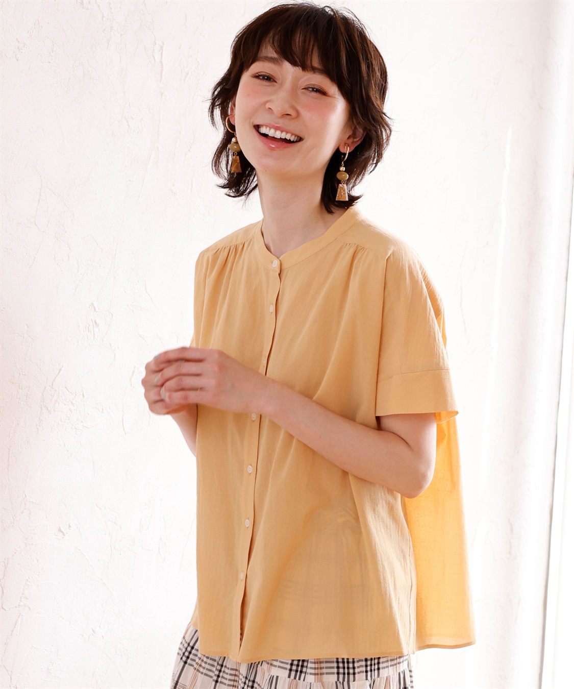 DECOY オーガニックコットンシャンブレーシャツドットプリントブラウス_main