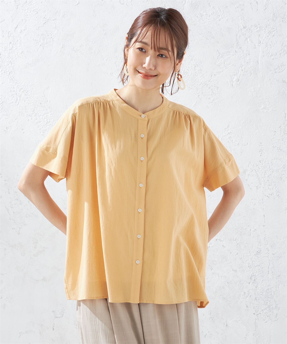 DECOY オーガニックコットンシャンブレーシャツドットプリントブラウス_variation_3