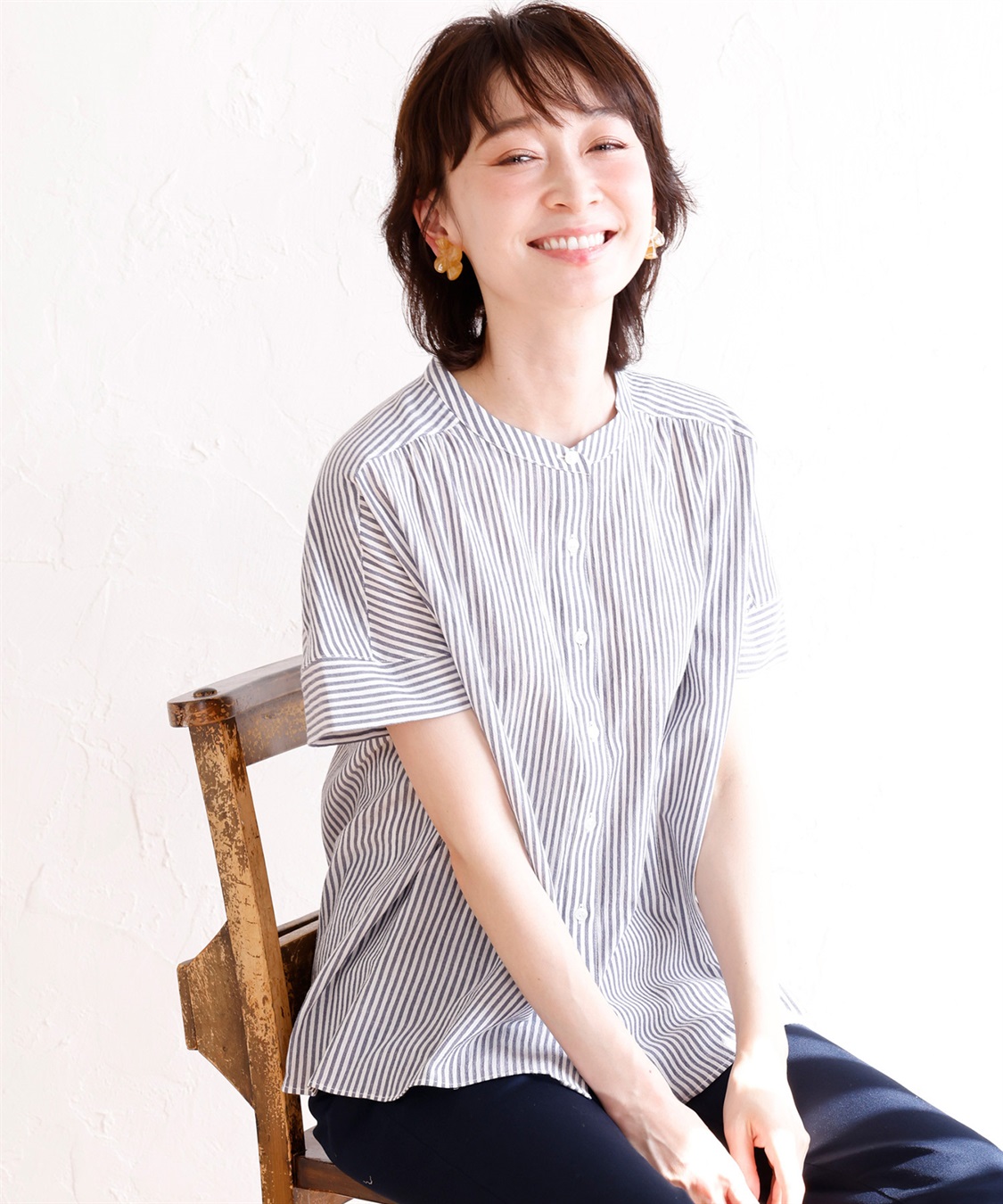 DECOY オーガニックコットンシャンブレーシャツドットプリントブラウス_variation_4