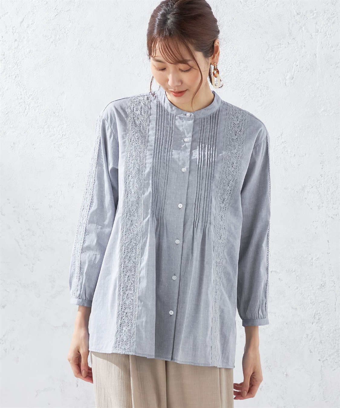 ピンタックレースブラウス DECOY｜クロスプラス公式通販サイト