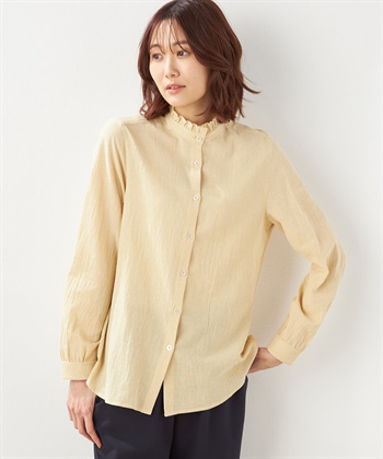 DECOY 【オーガニックコットン】ミニチェック襟フリルブラウス_variationthumb_2