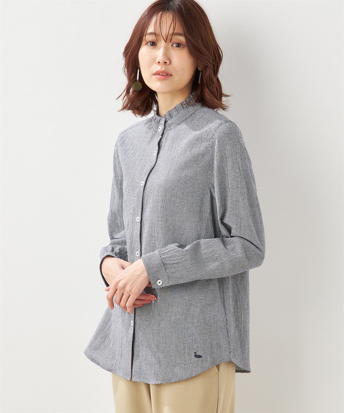 DECOY 【オーガニックコットン】ミニチェック襟フリルブラウス_variation_3
