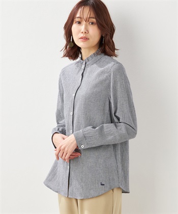 DECOY 【オーガニックコットン】ミニチェック襟フリルブラウス_variationthumb_3