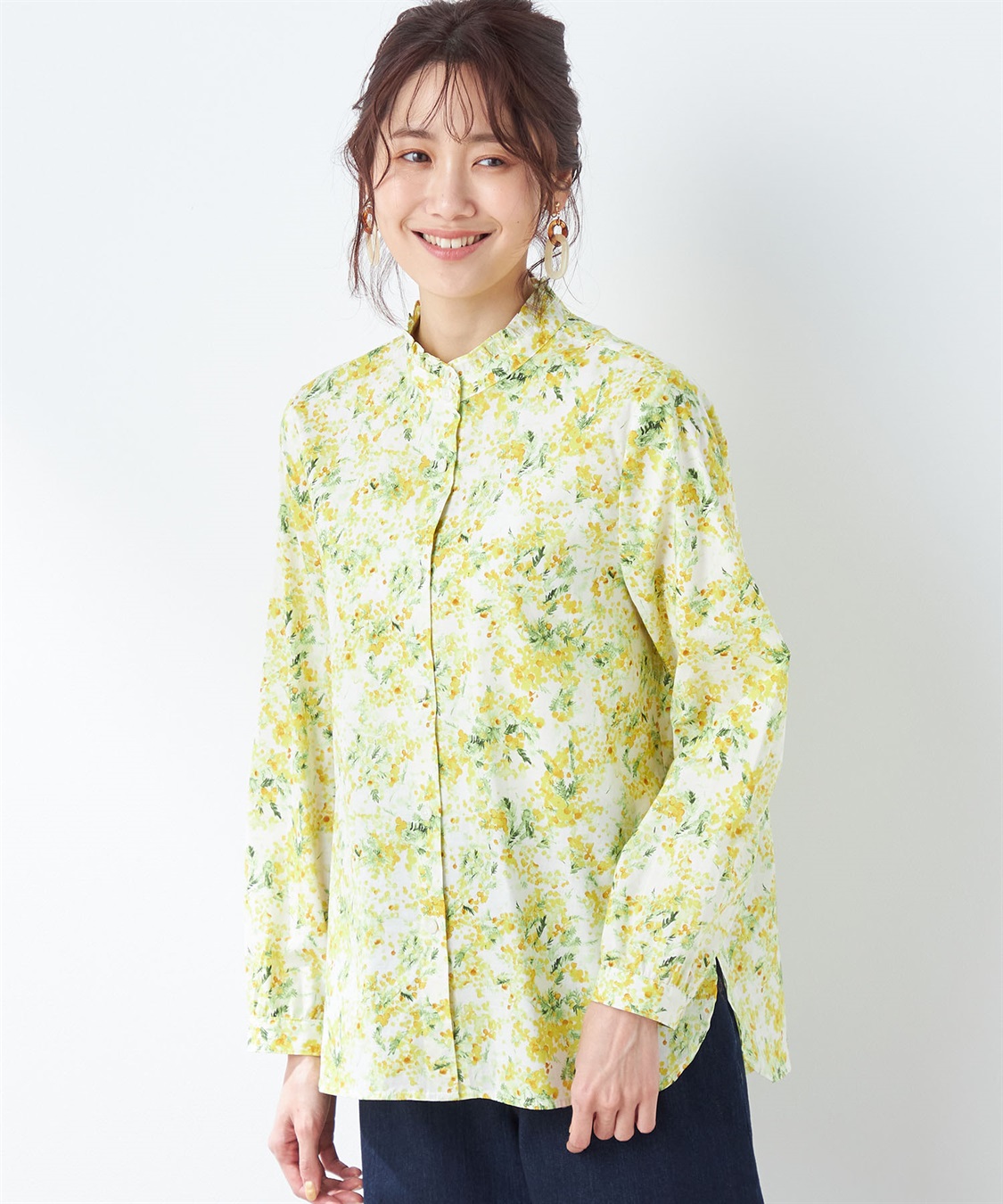 COMPTOIR DES COTONNIESブラウス フレンチミモザ柄