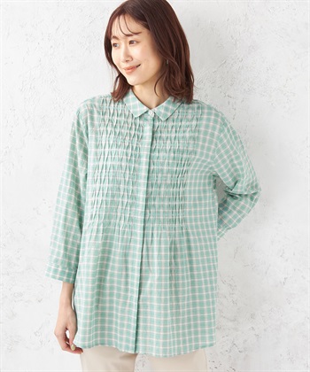 DECOY ギンガムチェックピンタックブラウス_variationthumb_1