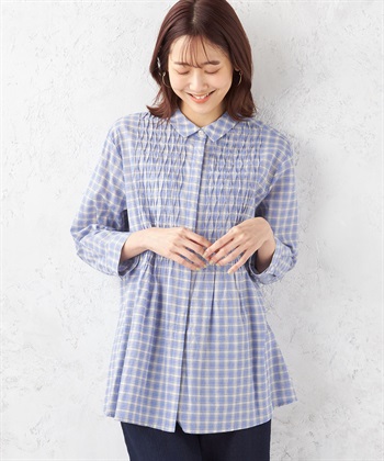 DECOY ギンガムチェックピンタックブラウス_variationthumb_2