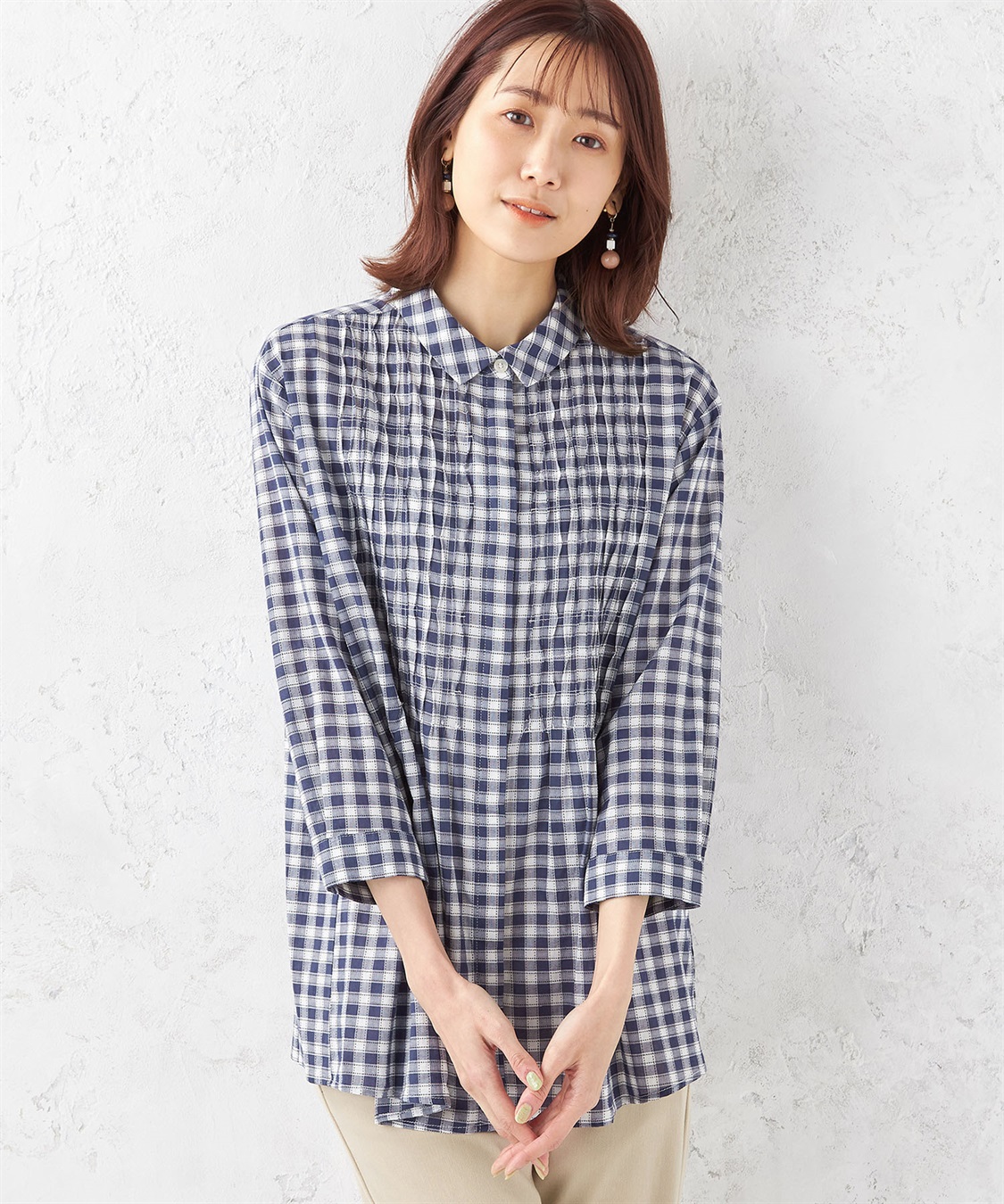 DECOY ギンガムチェックピンタックブラウス_variation_3