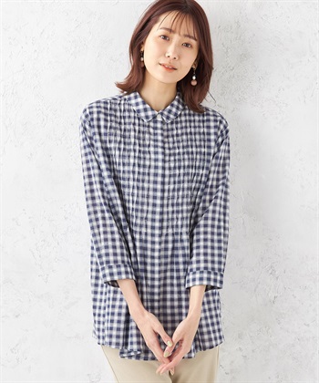 DECOY ギンガムチェックピンタックブラウス_variationthumb_3