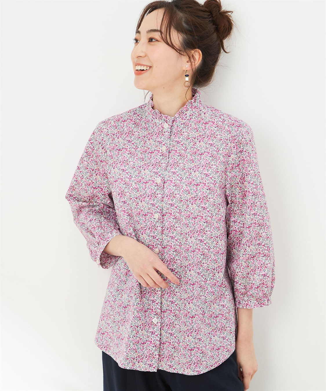 DECOY リバティプリントボリュームスリーブブラウス_variation_1