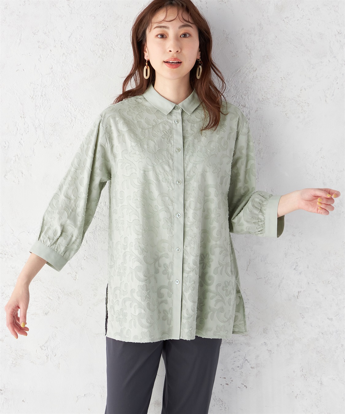 ジャガードチュニックブラウス DECOY｜クロスプラス公式通販サイト