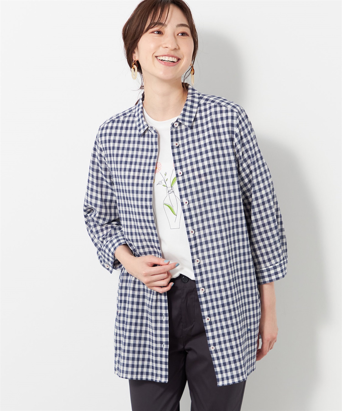 DECOY ギンガムチェックブラウス_main
