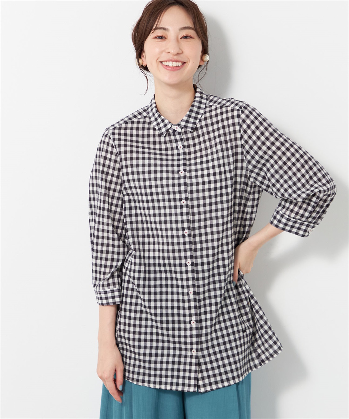 DECOY ギンガムチェックブラウス_variation_1