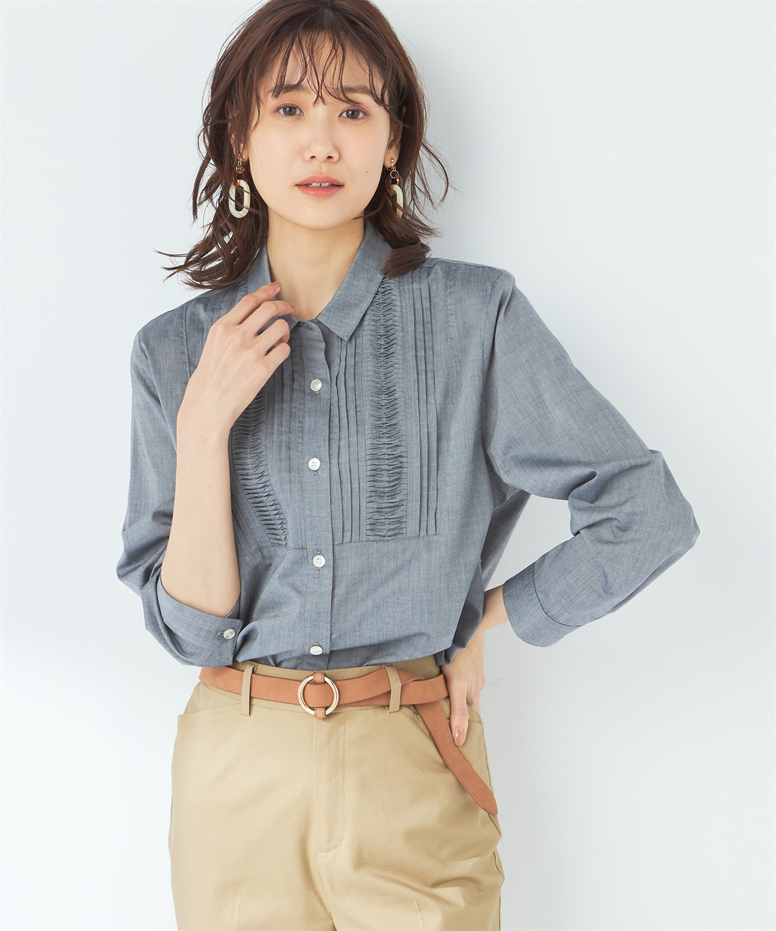 DECOY シャンブレーピンタックブラウス_variation_1