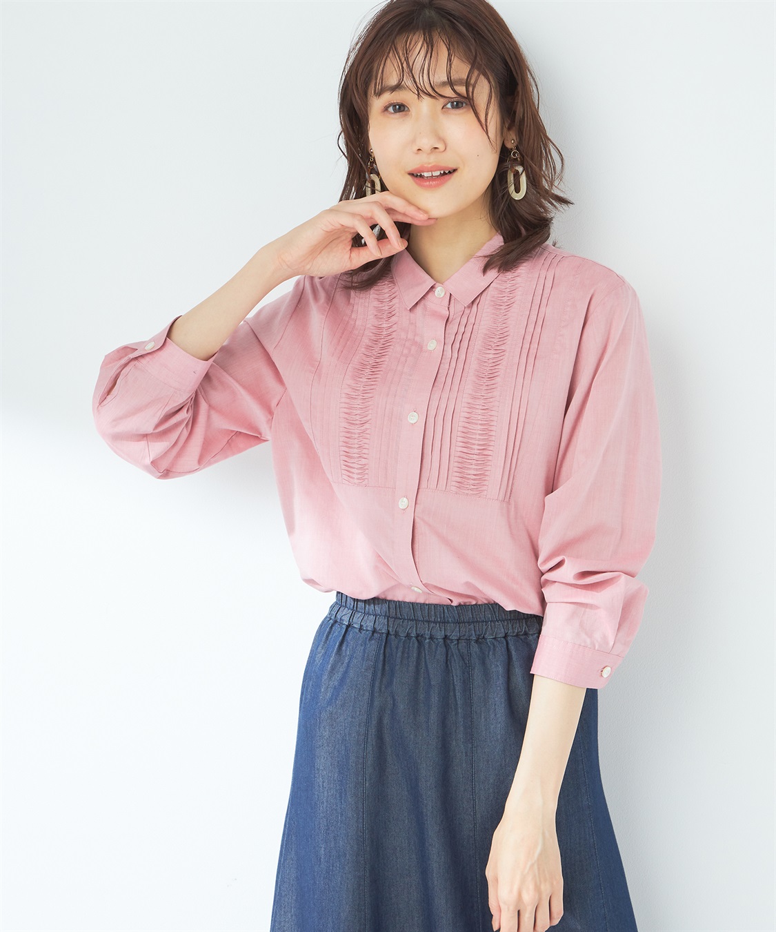 DECOY シャンブレーピンタックブラウス_variation_2