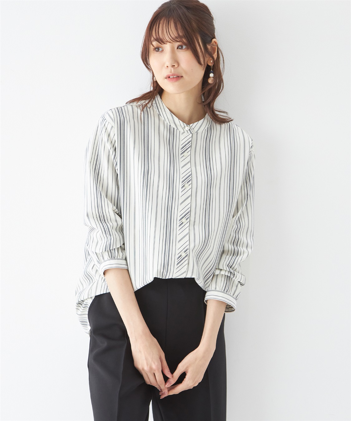 DECOY パールボタンストライプブラウス_variation_1