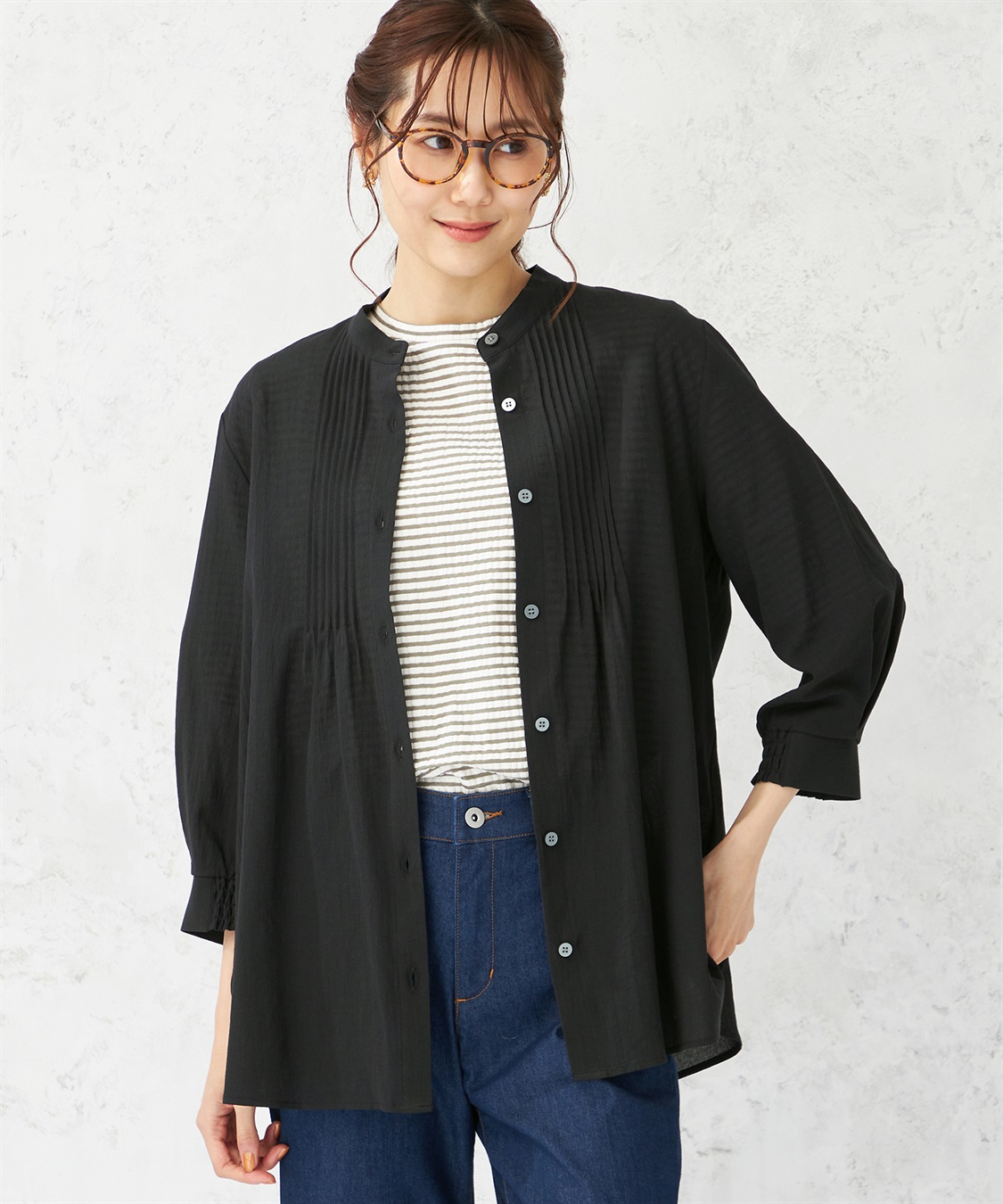 美品　カディアンドコー　ピンタックロングブラウス　チュニック　L　手織り　長袖 美品 カディアンドコー ピンタックロングブラウス チュニック L 手織り