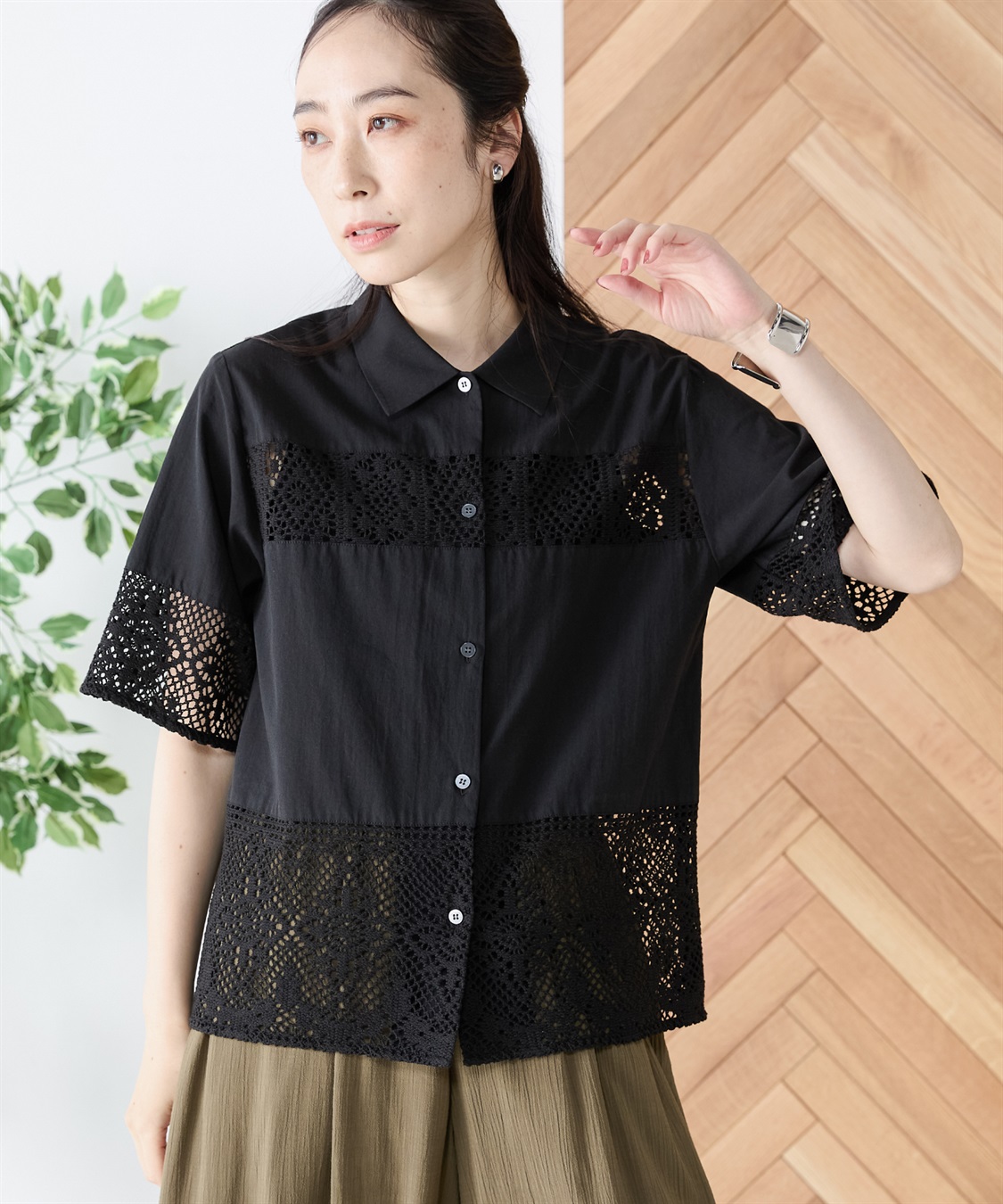 レース切替ブラウス DECOY｜クロスプラス公式通販サイト