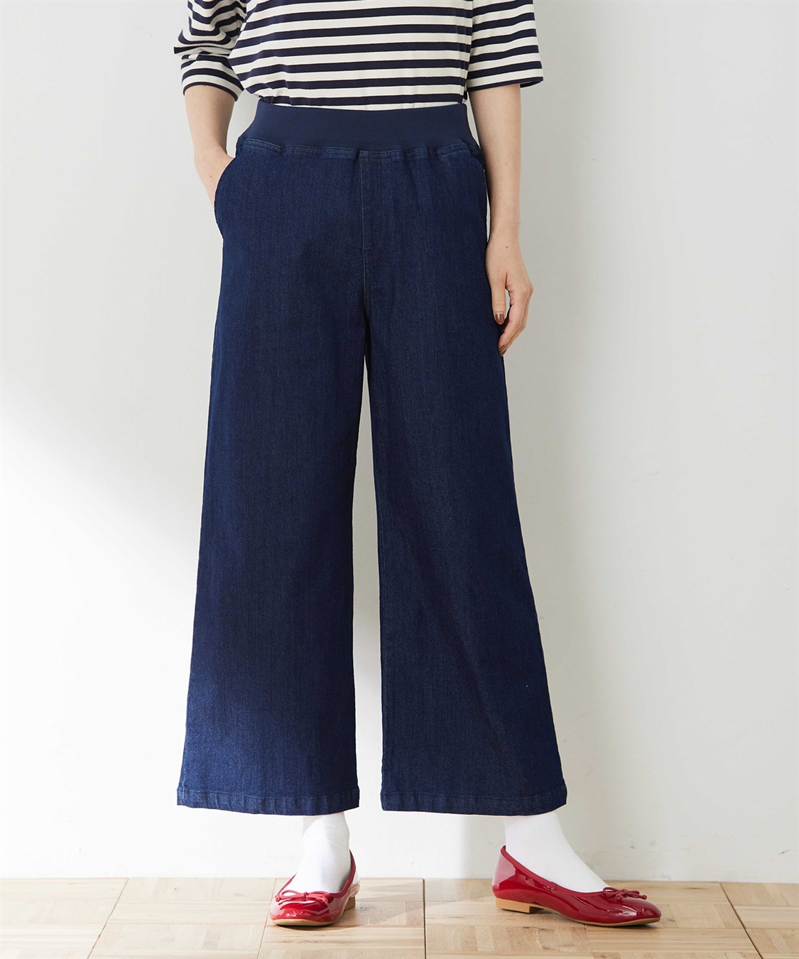 DECOY ストレッチデニムワイドパンツ【リブウエスト】_variation_2