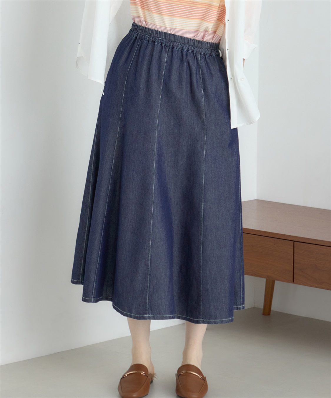 DECOY デニムフレアスカート_main