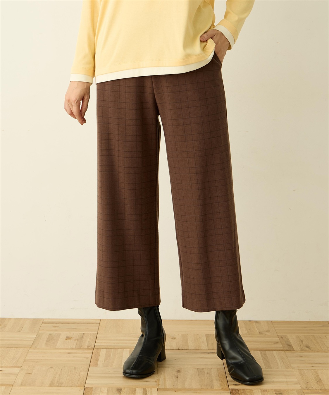 DECOY 裏起毛ストレッチワイドパンツ58cm丈【後ろウエストゴム】_variation_8