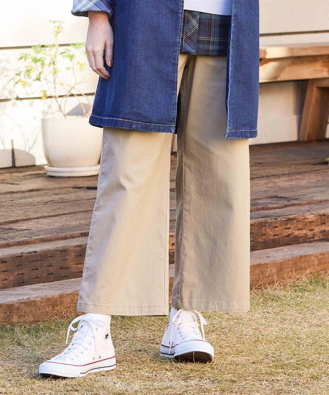 DECOY ストレッチワイドパンツ【リブウエスト】_main