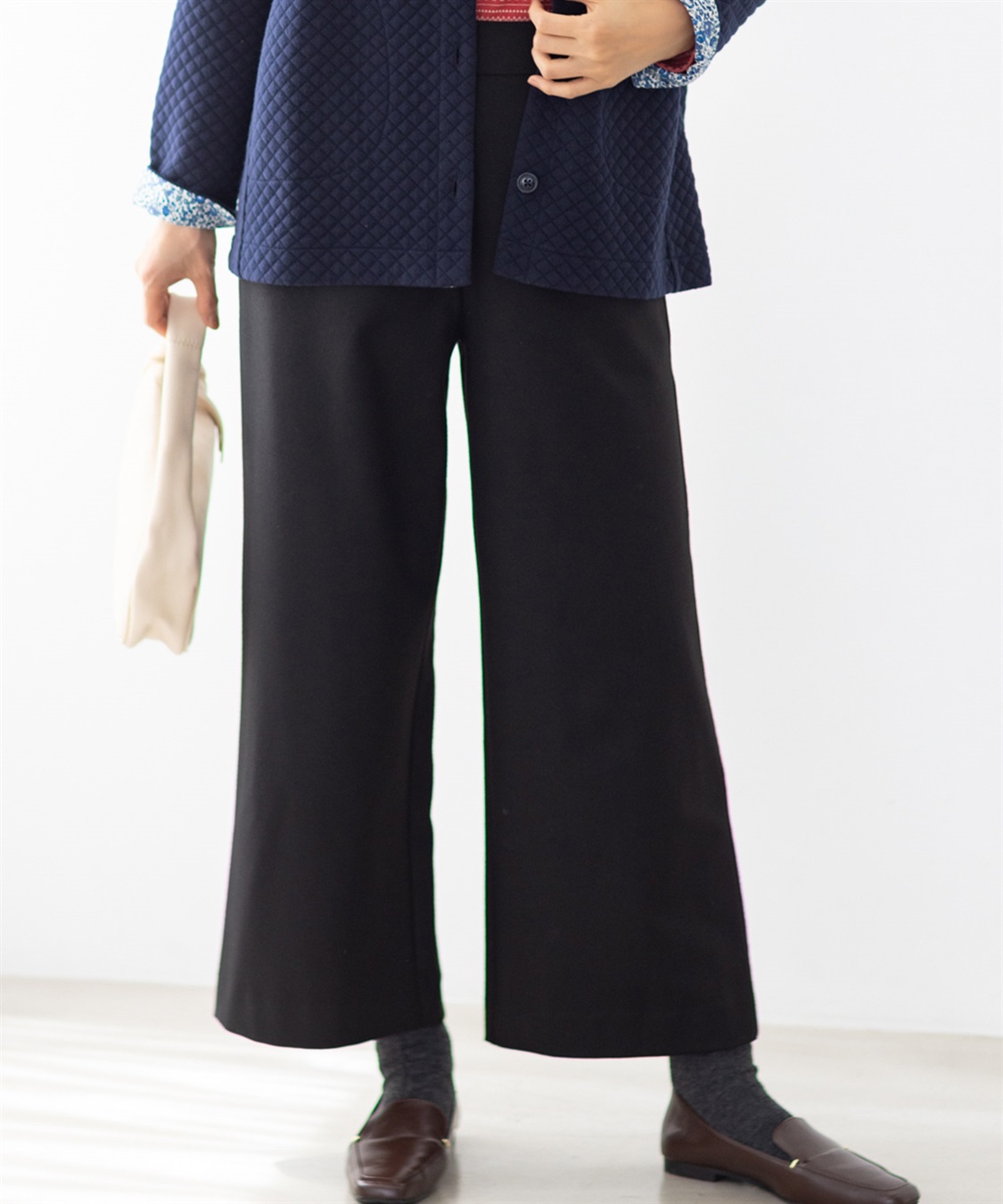 DECOY 裏起毛ワイドパンツ63cm丈_main