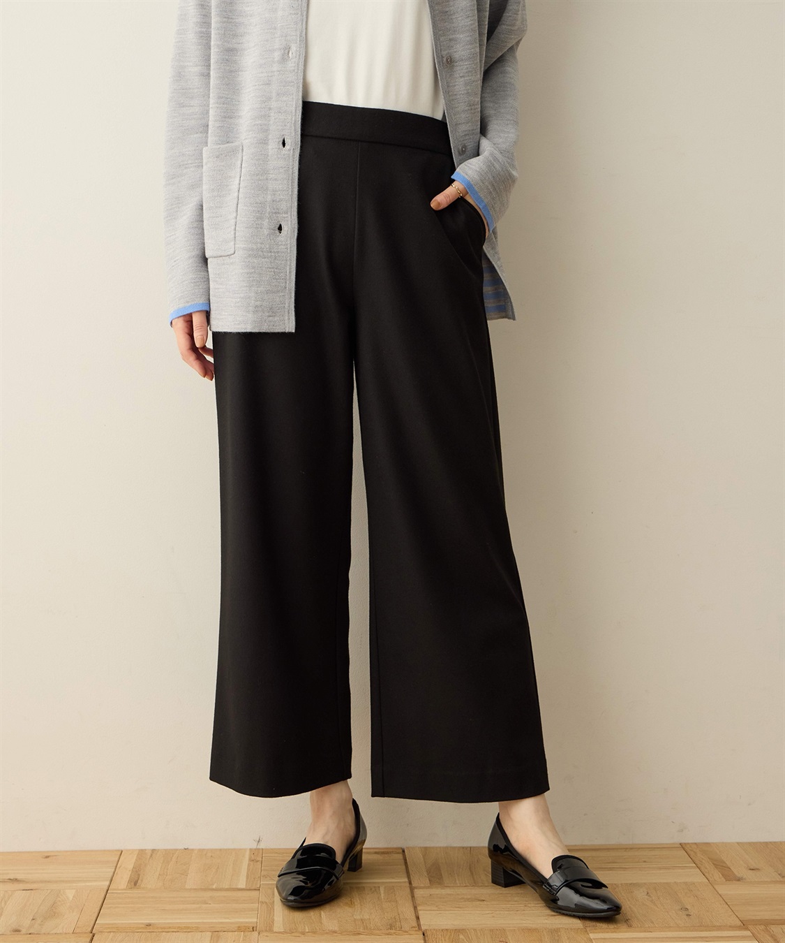 DECOY 裏起毛ワイドパンツ63cm丈_variation_1
