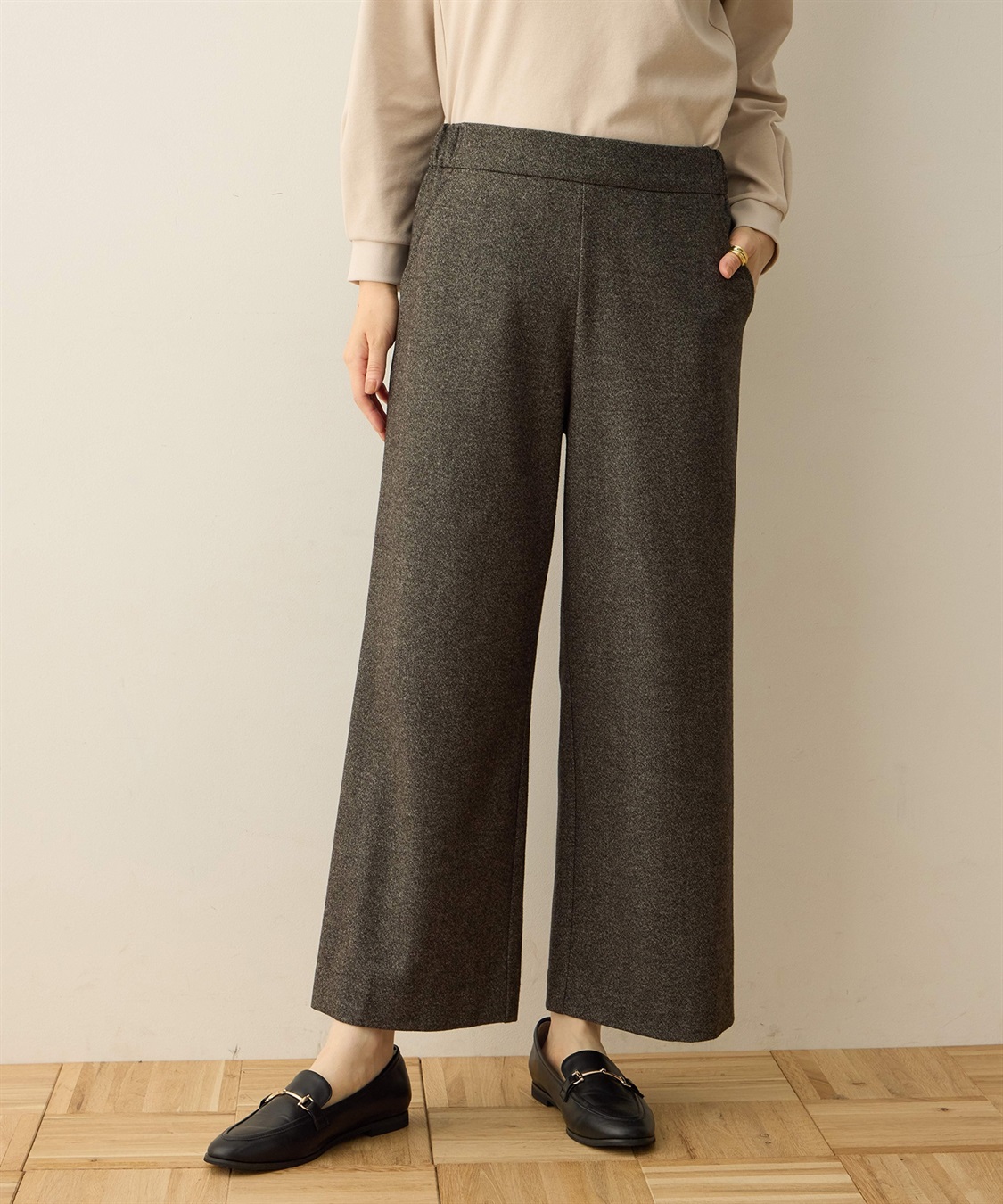 DECOY 裏起毛ワイドパンツ63cm丈_variation_3