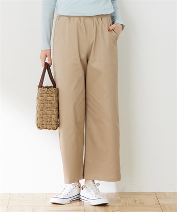 ストレッチワイドパンツ【リブウエスト】(モカ-64cm)