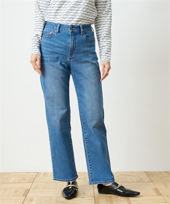 ストレッチデニムストレートパンツ(ブルー-64cm)