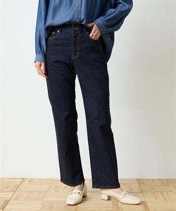 ストレッチデニムストレートパンツ(ネイビー-64cm)