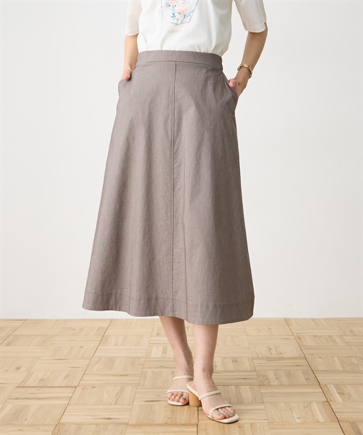 ストレッチセミフレアスカート【接触冷感】【ウォッシャブル】【WEB限定】