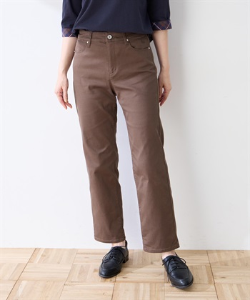 ストレッチストレートパンツ【後ろウエストゴム】(モカ-64cm)