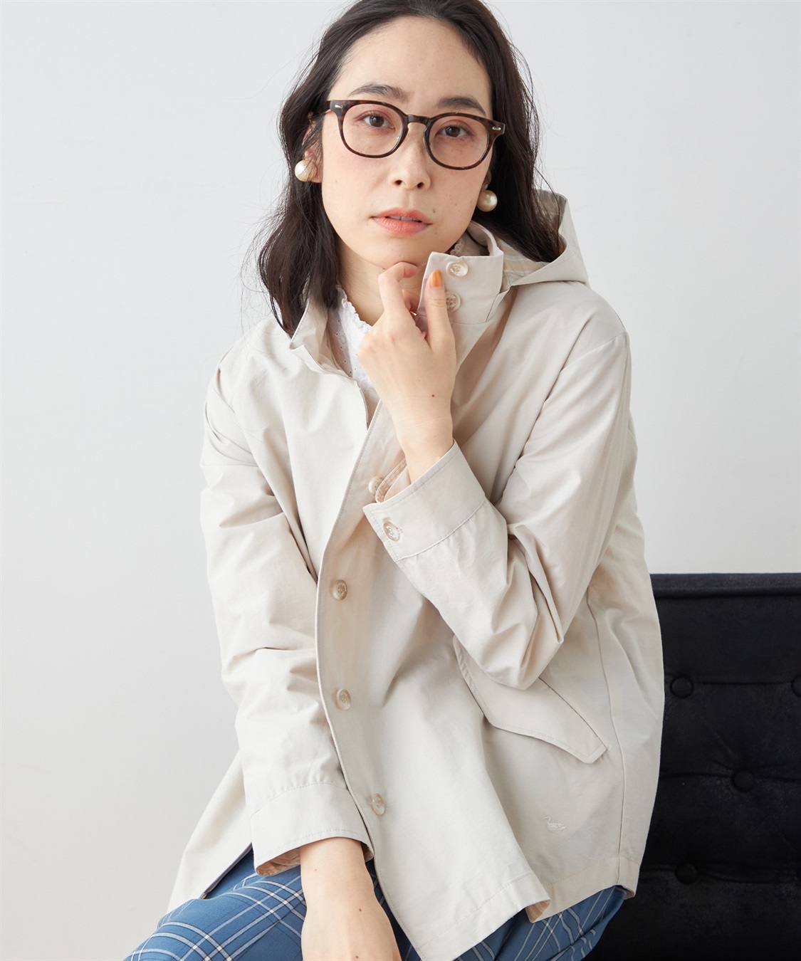 1010】アナイ ケミカルレース配色バージャケット ベージュ 白 36 1010