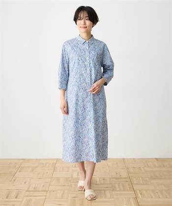 【Liberty】リバティプリントワンピース(ブルー-9号)
