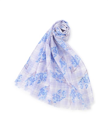 ミモザプリントストール(ブルー-フリー)