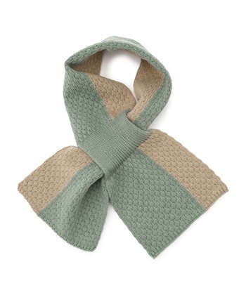 バイカラーニットマフラー(グリーン-フリー)
