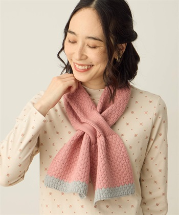 バイカラーマフラー(ピンク-フリー)