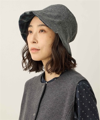 ツバ裏チェックハット(ネイビー-フリー)