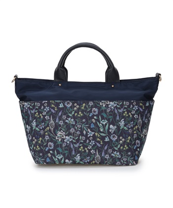 リバティプリントショルダーバッグ(ネイビー-フリー)