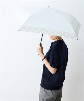 DECOY 部分チェック折り畳み傘【晴雨兼用】【UVカット】【遮熱】【軽量】_variationthumb_1
