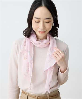 ボタニカルプリントストール(ピンク-フリー)