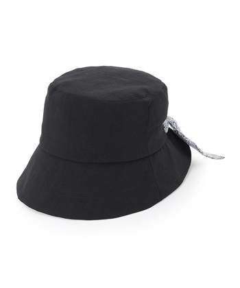 【Liberty】リバティプリントシャンブレーリボンハット(ブラック-フリー)