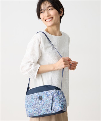 【Liberty】リバティプリントショルダーバッグ(ブルー-フリー)