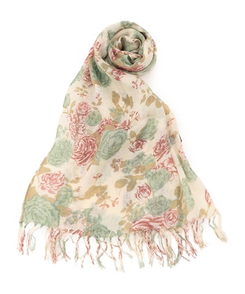 花柄プリントストール(グリーン-フリー)