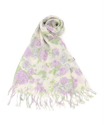 花柄プリントストール(パープル-フリー)