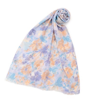 フラワープリントストール(オレンジ-フリー)